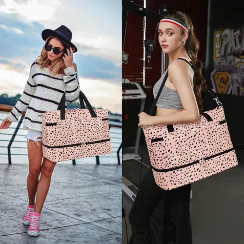 Miniatura 7 de Gym Bag for Women Weekender Bag with Waterproof Shoe Compartment Sports Travel Duffel 3pcs Set Carry On Overnight Bags for Business Trip Travel Gym
