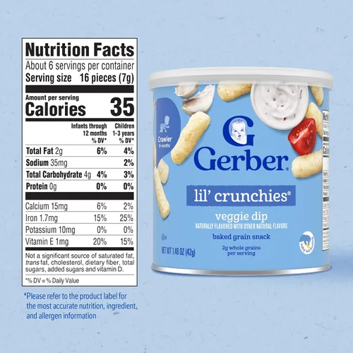 Miniatura 2 de Gerber Snacks para bebé Lil Crunchies, Veggie Dip, 1.48 onzas (Paquete de 6)
