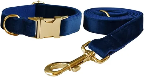 Miniatura 8 de Love Dream Juego de collar y correa de terciopelo para perro, suave y cómodo, correa ajustable y collar con hebilla de metal resistente para perros