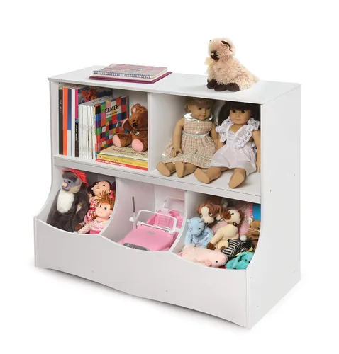 Miniatura 9 de Badger Basket Organizador de almacenamiento de juguetes de múltiples contenedores y estante de libros para niños - gris