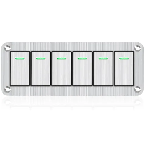 Miniatura 11 de Panel de interruptor 2 bandas de palanca de aluminio, interruptor basculante impermeable de 12V/24V para barco marino, interruptores