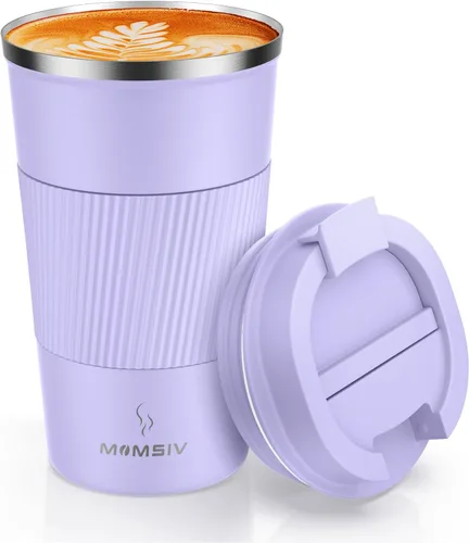 Miniatura 12 de MOMSIV Taza de viaje de 17 onzas, taza de café aislada con tapa a prueba de fugas, vaso reutilizable de doble pared de acero inoxidable al vacío