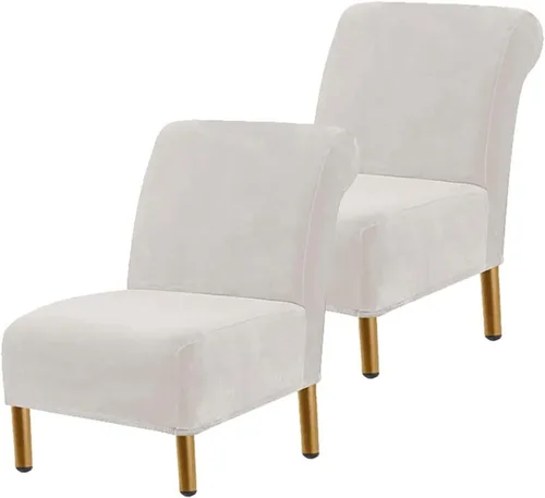 Miniatura 22 de Funda para silla decorativa sin brazos, de terciopelo elástico, extraíble, lavable, protector moderno de muebles con parte inferior elástica