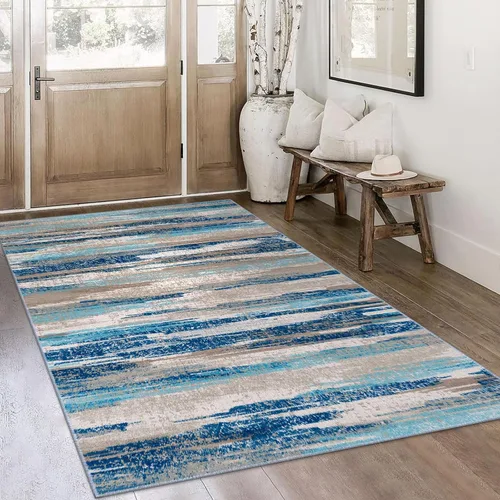 Miniatura 26 de Alfombra de pasillo moderna Lansny 2 x 6 pulgadas, alfombra de cocina lavable verde mostaza multicolor, alfombra antideslizante suave para pasillo