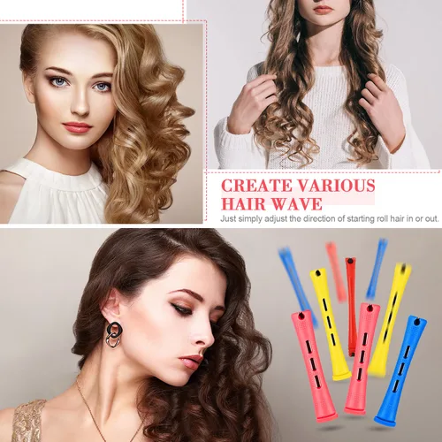 Miniatura 4 de 48 piezas de varillas para el cabello permanente, varillas cortas de onda fría de plástico, planchas para rizar el cabello, rodillos para rizar