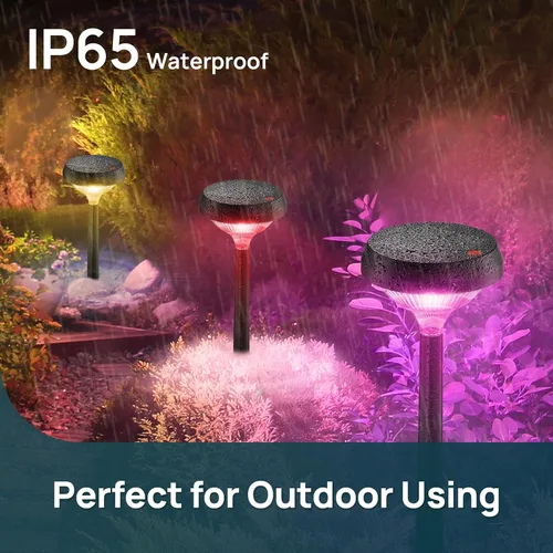 Miniatura 7 de Linkind Paquete de 8 luces solares para camino, luces solares que cambian de color al aire libre, impermeables, multicolor/blanco cálido/blanco