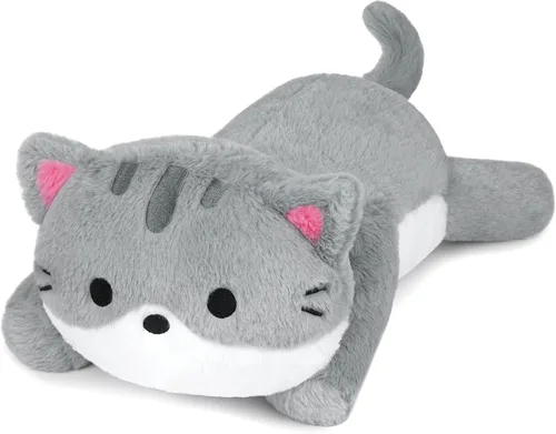 Miniatura 11 de Peluche de gato negro con peso, lindos animales de peluche con peso para niños, realista y suave, abrazable, regalo para niñas y niños
