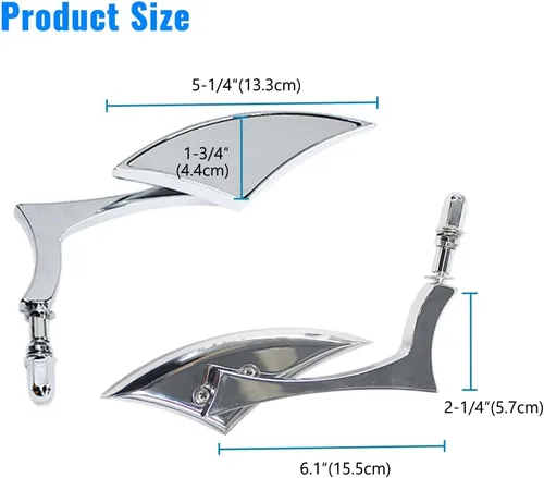 Miniatura 6 de DREAMIZER Espejos para motocicleta cromados compatibles con Harley Davidson - Espejo lateral mini en forma de lanza para Sportster 48, Road Glide