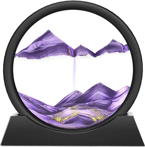 Miniatura 23 de Wai Danie - Cuadro de arena movediza 3D con forma de reloj de arena de mar profundo, pintura de movimiento líquido con marco de arena fluida Oro