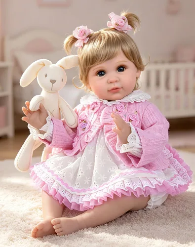Aori Muñecas Reborn de 22 pulgadas – Muñeca de bebé realista para niños de 3 años en adelante – Bebé recién nacido realista con traje rosa – Cuerpo