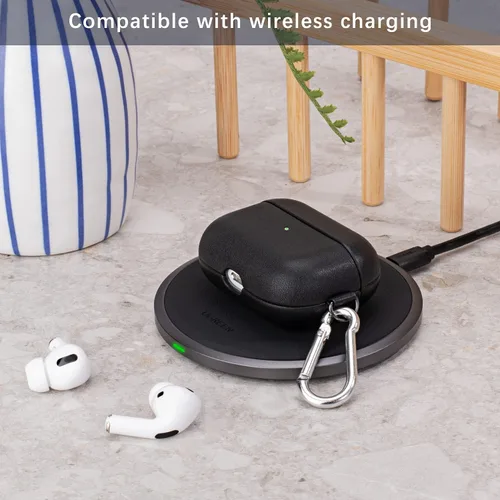 Miniatura 4 de Lopie Serie Hecha a Mano Funda de Cuero para AirPods Pro con Llavero, Completamente Envuelta con Cuero de Grano Completo Funda Protectora