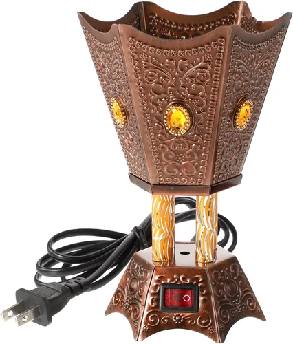 SEWACC Quemador de incienso eléctrico, quemador de resina de incienso, soporte de incienso enchufable, estilo de Oriente Medio, quemador de yoga,