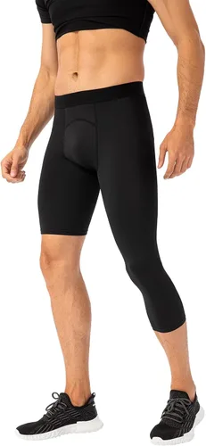 Miniatura 44 de Pantalones de compresión de 3/4 de una pierna para hombre, mallas de baloncesto atléticas para correr, leggings deportivos de capa base capri