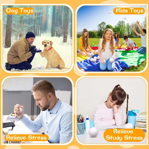 Miniatura 4 de Pelotas de espuma blanca para aliviar el estrés para niños y adultos, juguetes sensoriales para aliviar la ansiedad, TDAH, autismo (blanco)