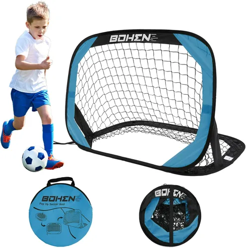 BOHEN Porterías de fútbol desplegables para niños, red de fútbol portátil plegable para exteriores, interiores, patio trasero y playa (3.3 x 2.2