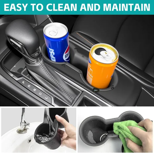 Miniatura 3 de Organizador de portavasos compatible con accesorios Chevy Equinox 2018-2024, sin ruido, a prueba de agua y polvo, TPE inserto para consola
