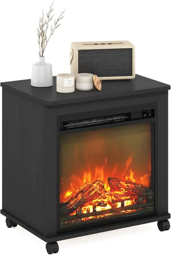 Miniatura 9 de Furinno Soporte clásico de TV de 70 pulgadas con chimenea, roble francés gris gris roble francés