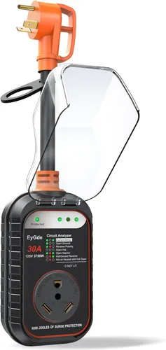 Miniatura 8 de EyGde Protector de sobretensiones para RV de 50 amperios, analizador de circuito RV con cubierta impermeable, protector de voltaje de potencia