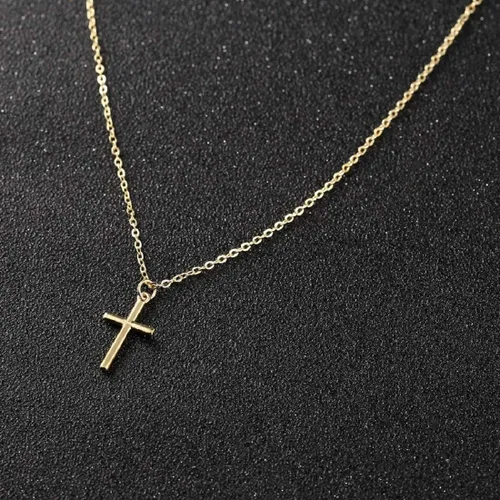 Miniatura 5 de Valloey Rover Collar de cruz de oro para mujer, collar de cadena chapado en oro de 14 quilates, collar con dije de cruz de oro, collar simple