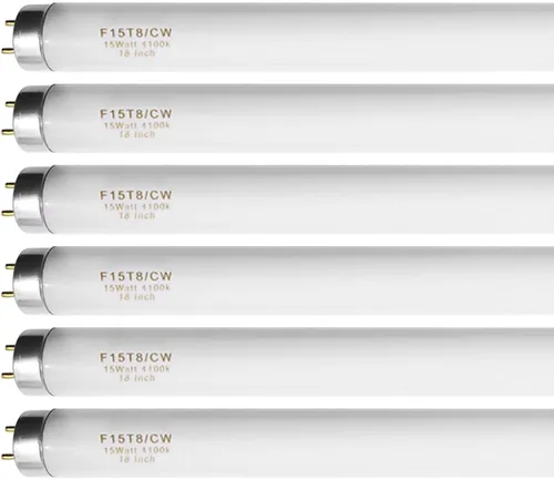 Konideke Bombilla fluorescente F15T8/CW T8 de 15 W de 18 pulgadas, color blanco frío, bombilla de repuesto F15T8/SP41 para garaje, oficina, cocina