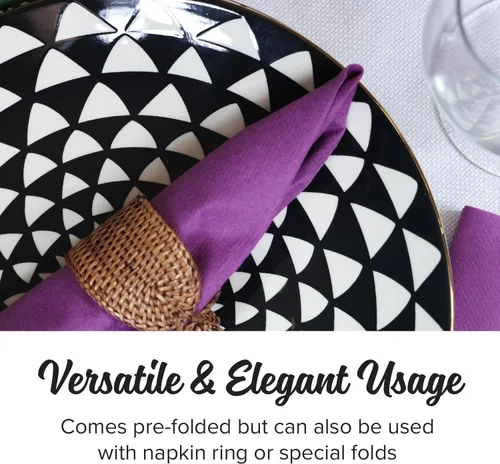 Miniatura 2 de SimuLinen Servilletas de Cena Desechables Amethyst - Servilletas de Papel Moradas con Sensación de Lino Similar a Tela para Bodas, de Lujo 16"x16