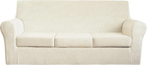 Miniatura 18 de 2 Piezas de Funda de Sillón de Terciopelo en Relieve con Funda de Cojín Separada, Funda de Sofá de Tacto Suave y Elegante, Funda de Sofá