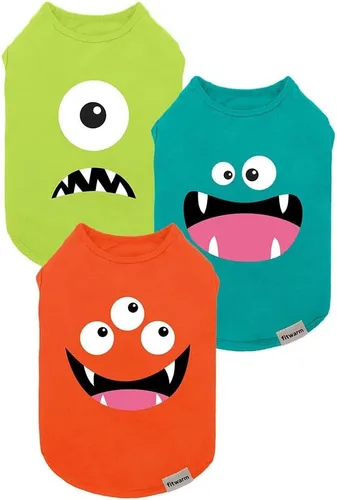 Miniatura 13 de Fitwarm Paquete de 3 camisas para perro con diseño de oso y león, ropa divertida para perros pequeños, niños y niñas, traje de verano para mascotas
