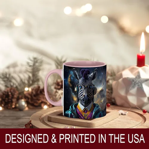 Miniatura 7 de Hipster Zebra Galaxy - Taza de café de animales futuristas, estética de ciberpunk de ciencia ficción, regalo moderno para amantes de la música, taza