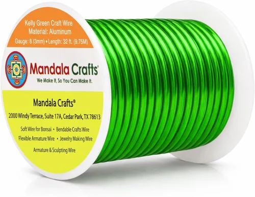 Miniatura 282 de Mandala Crafts - Alambre de aluminio anodizado de 8 calibre para hacer joyas - 9.75 m de alambre flexible negro colorido - Flexible para bonsái