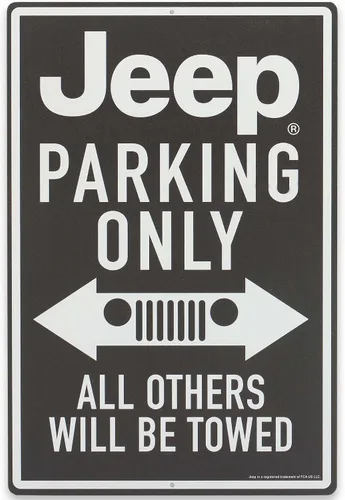 Letrero de metal para Jeep Parking Only, letrero vintage para garaje, tienda o cueva de hombre, todos los demás serán remolcados Negro