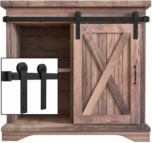 Miniatura 9 de WINSOON - Set de miniherrajes para puerta corrediza de minigranero, para armarios pequeños, soportes de TV I Shap Hanger
