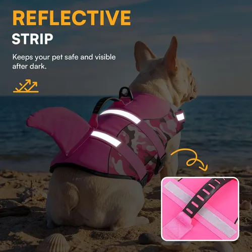 Miniatura 5 de Queenmore - Chaleco salvavidas Ripstop de tiburón para perro, ajustable, con alta flotabilidad y asa de rescate duradera, para perros pequeños