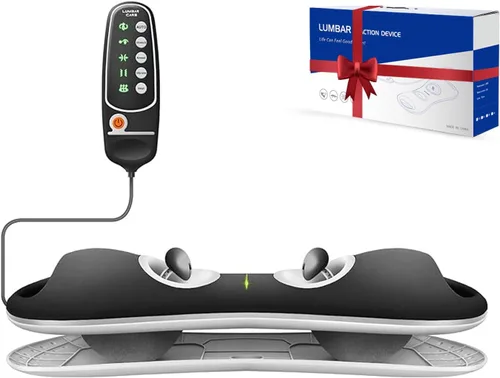 ALPHAY Dispositivo de tracción lumbar multifuncional con estiramiento lumbar dinámico y masaje de amasamiento, terapia física de calor y vibración,