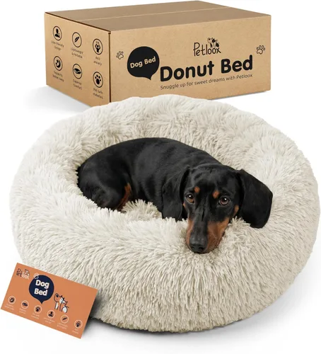 Miniatura 17 de Cama para perros con forma de dona, comodidad prémium para aliviar la ansiedad, diseño esponjoso y calmante con soporte ultra afelpado, acogedora