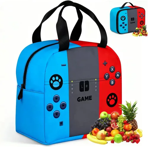 Bolsa de almuerzo, fiambreras, reutilizable, juegos, aislada, portátil, unisex, a prueba de fugas, bolsa de refrigerador, bolsa de mano (rojo, azul)