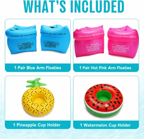 Miniatura 8 de Paquete de 4 a 6 flotadores de PVC para adultos y niños, bandas inflables de natación, alas de agua, mangas flotantes, anillos de natación, brazos