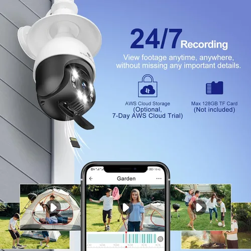 Miniatura 7 de SYMYNELEC Bombilla de luz para cámara de seguridad al aire libre impermeable 2.5K, enchufe de luz WiFi inalámbrico de 2.4GHz con detección