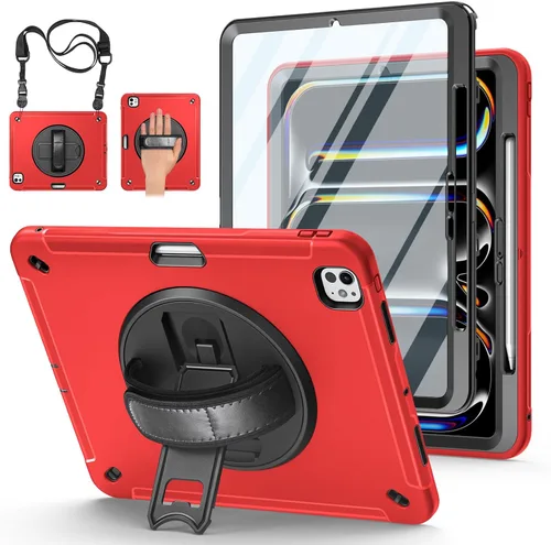 Miniatura 20 de Funda para iPad Pro 11 M5 2025/M4 2024: Funda protectora para iPad Pro de 11 pulgadas 5ª generación con protector de pantalla, soporte, asa y correa