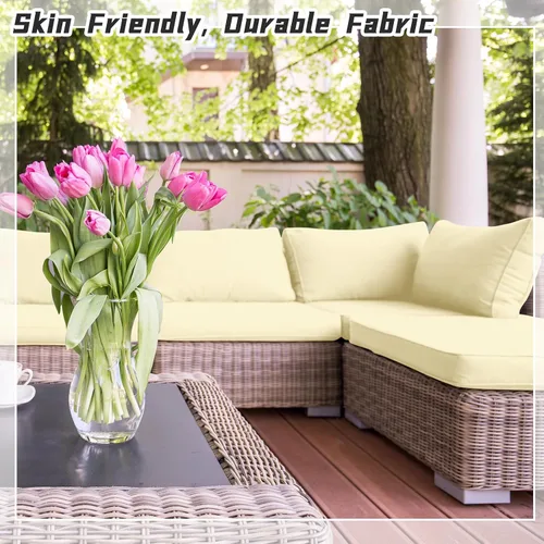 Miniatura 5 de Patelai 14 fundas impermeables para cojines de patio al aire libre, de 24 x 24 pulgadas, a prueba de rayos UV, fundas de asiento seccionales
