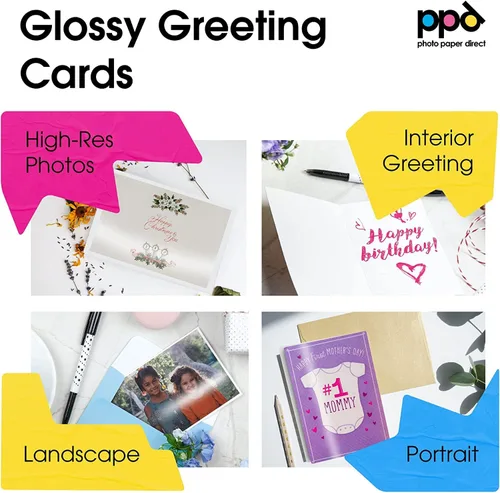 Miniatura 4 de PPD Papel de tarjeta de felicitación, tarjetas de felicitación imprimibles para impresora de inyección de tinta, 8.5 x 11 pulgadas, plegado medio a