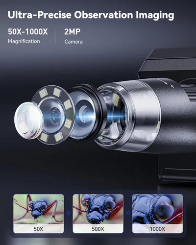 Miniatura 3 de AOPICK Microscopio digital, microscopio de monedas con brillo ajustable de luz, pantalla LCD HD de 4.3 pulgadas, zoom 1000X, vista de PC, compatible