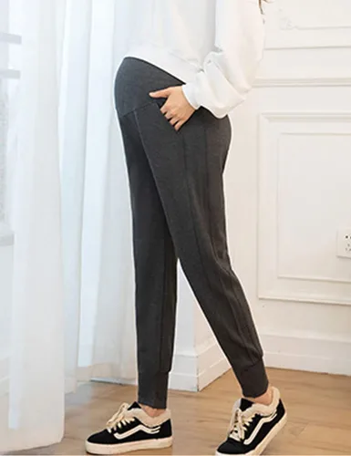 Miniatura 9 de Otoño Invierno Sobre Bump Maternity Fleece Sherpa Lined Pantalones deportivos para mujeres embarazadas