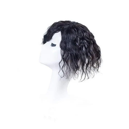 Miniatura 6 de RemeeHi Postizos en mono cabeza vuelta Remy cabello humano ondulado clip en la parte superior o Toupee Wiglet para pérdida adelgazamiento pelo