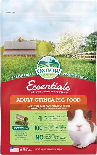 Alimento para conejillos de indias Oxbow Essentials, para conejillo de indias adulto, hecho con heno timothy Oxbow, pellets de comida para mascotas