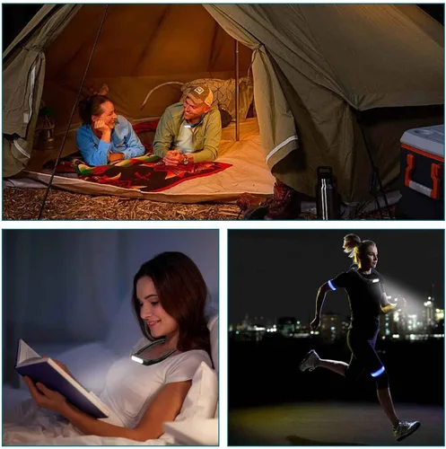 Miniatura 6 de Luz de lectura LED para el cuello, luces de libro para leer en la cama, lámpara de escritorio con brillo ajustable, 3 colores, con brazos flexibles