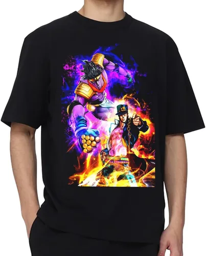 Miniatura 2 de JoJo's Bizarre Adventure Shirt Anime Fashion Trend t-Shirt Unisex Short-Sleeved Tops Teen Fans Gifts Black tee Shirt