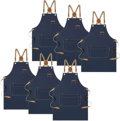 Miniatura 8 de Delantal de chef con correas cruzadas en la espalda para hombres y mujeres, delantal de lona de algodón para pintura de artistas, cocina