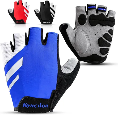 KynciLOR Guantes de ciclismo acolchados sin dedos con protección UV, guantes de MTB y bicicleta de carretera para hombres y mujeres para correr y