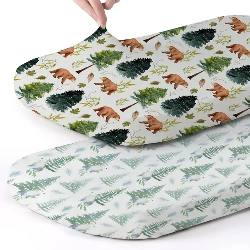 Miniatura 76 de Pack n Play Sheets, BROLEX 2 Pack Mini Crib Sheets,Stretchy Portable Fitted Playard Sheet Set, Convertible Playard Mattress Cover,Ultra Soft