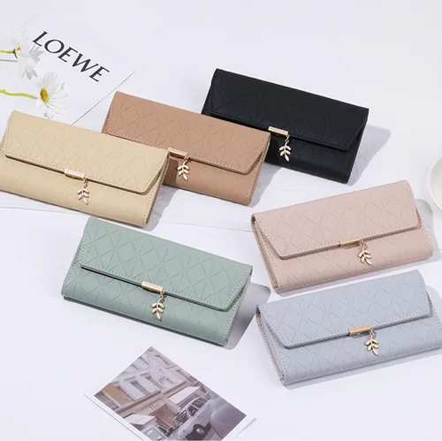 Miniatura 8 de aurrako Carteras de cuero para mujer, tarjetero de cuero RFID, triple pliegue, monedas, bolsillo con cremallera y ventana de identificación, gran